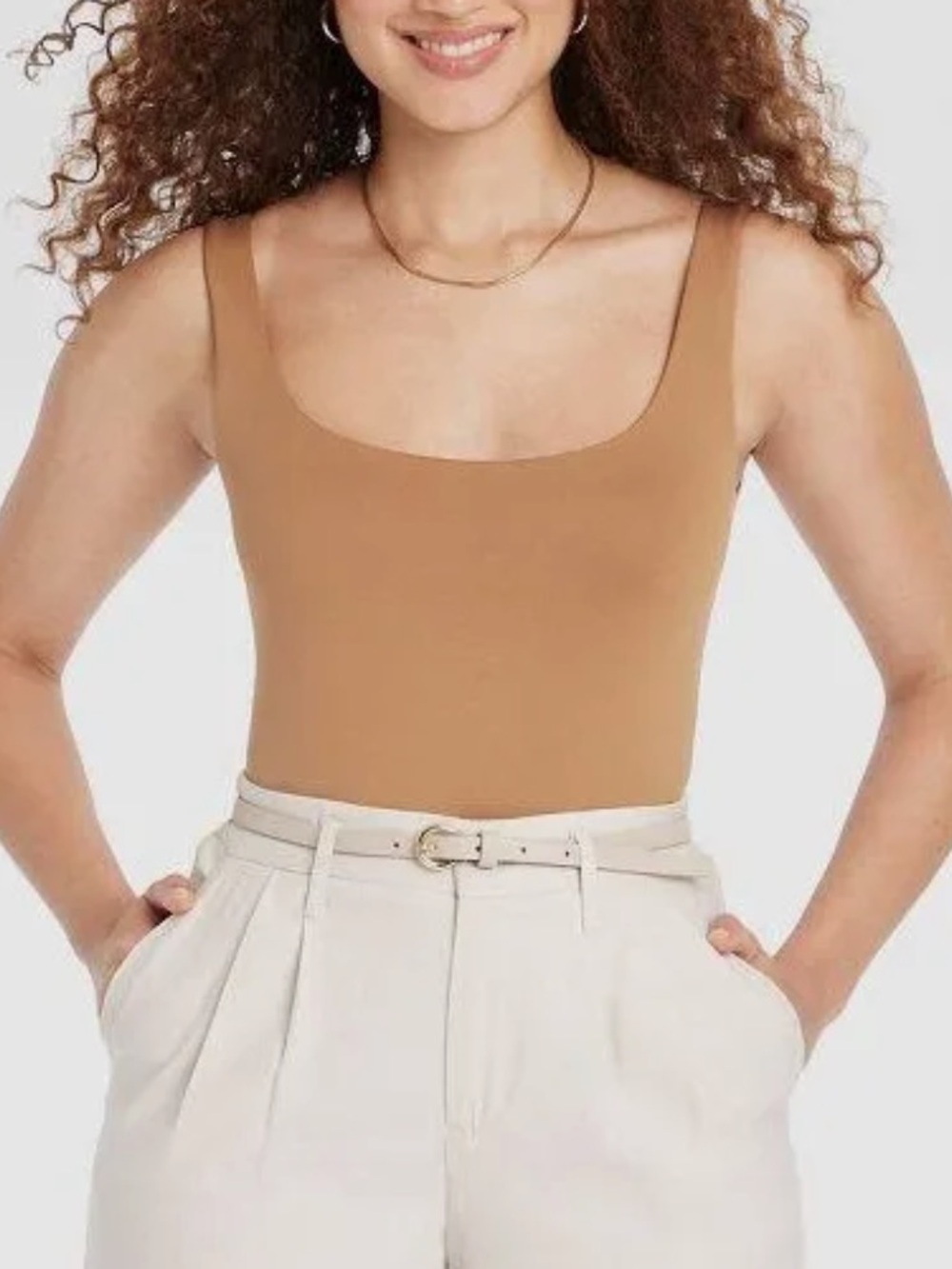 a new day Tan Scoop Neck Sleeveless Bodysuit